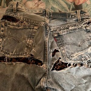 Mens Levi’s with leopard patches